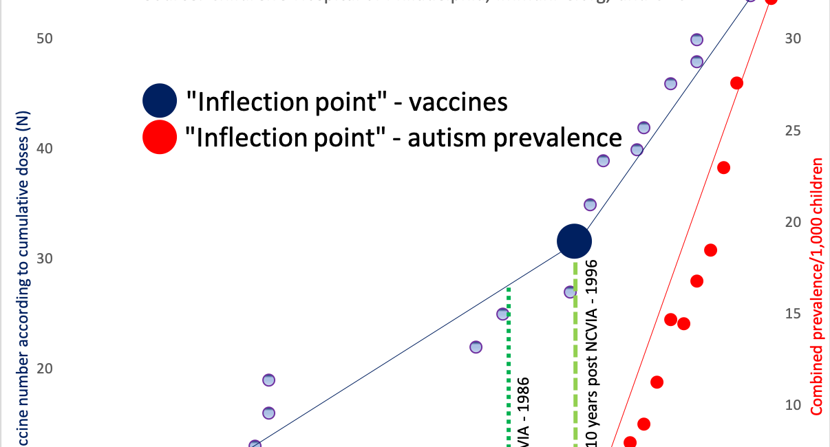 Autism chart explained and the "inflection points" in 1996