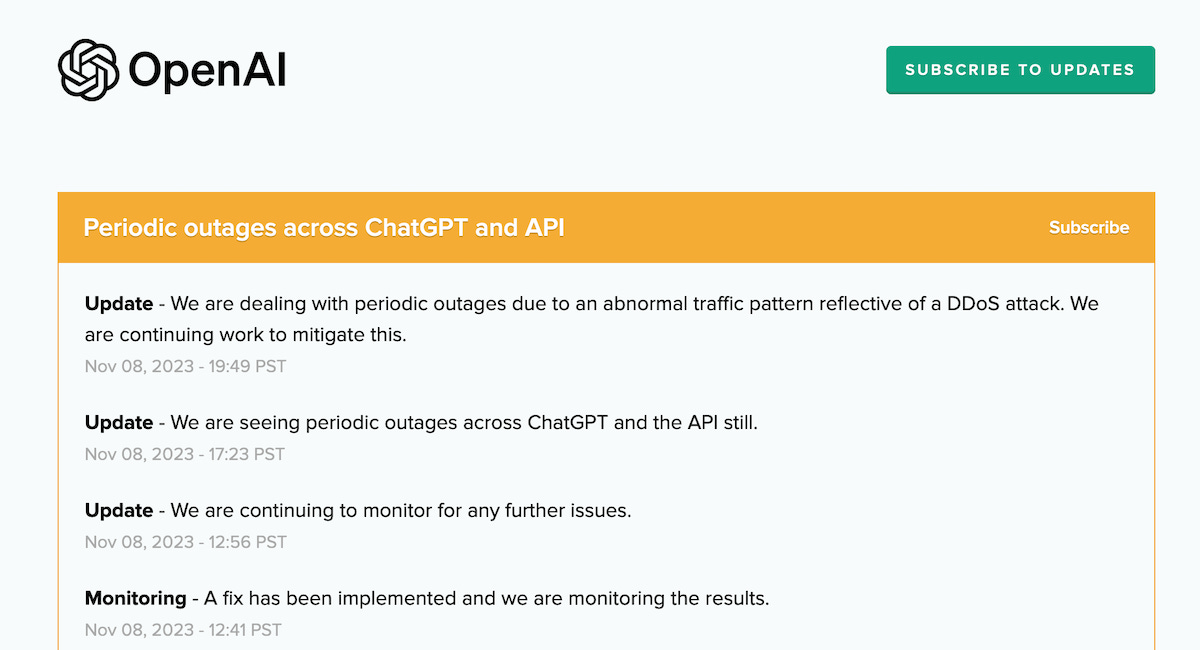 ChatGPT Suffers DDoS Attack and Multiple Outages. Anthropic Also Down. What's Going On? 