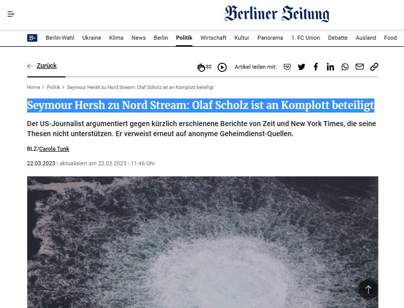 Seymour Hersh, and Die Zeit Hamburg vs Berliner Zeitung, Just Because Nord Stream