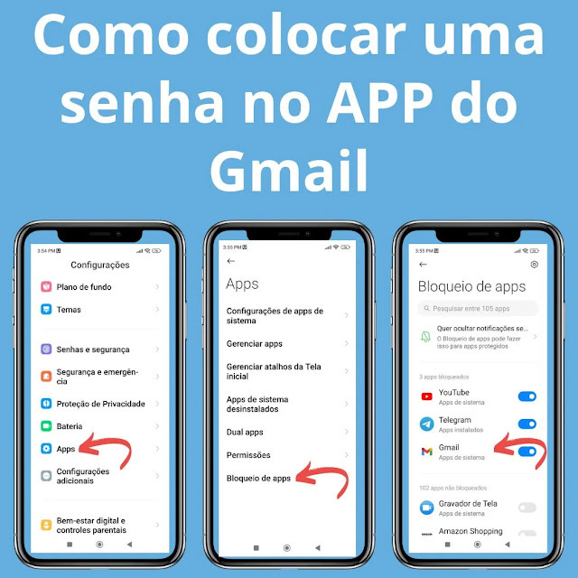 Como colocar uma senha no aplicativo do Gmail