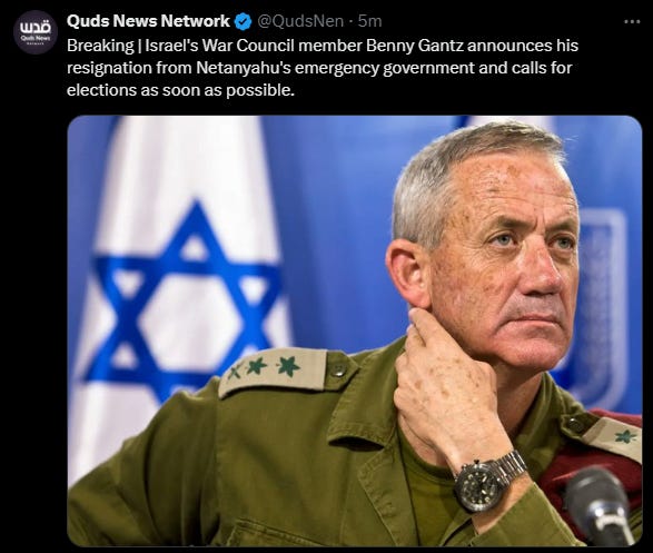 [Breaking] Resignation After Israel IDF Have Been Killed American Hostage: Benny Gantz [ps: Total Hostages Killed by IDF 45 - 47]