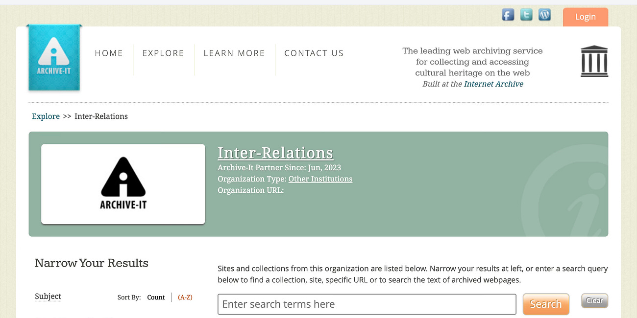 Archive-It.org digital archive