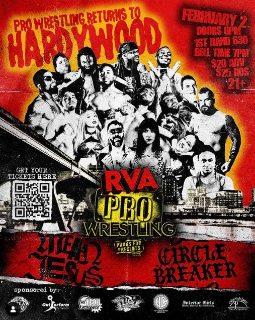 Friday: RVA Pro Wrestling at Hardywood