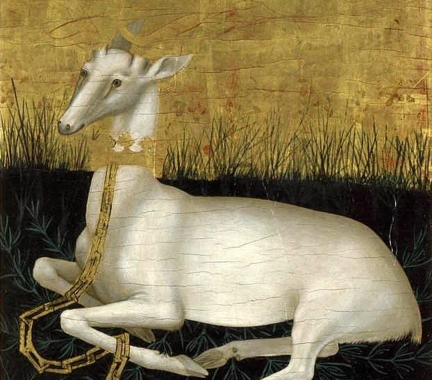White deer as symbols of worldy and spiritual power