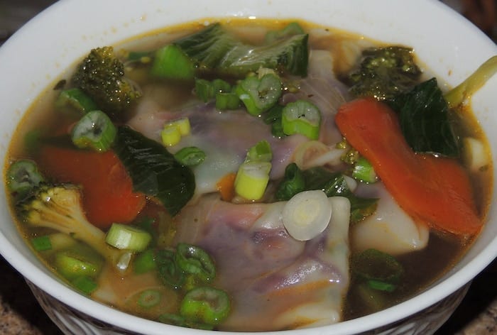 Wor-Wonton Soup with Sprouted Hokkaido Black Soy Bean Dumplings