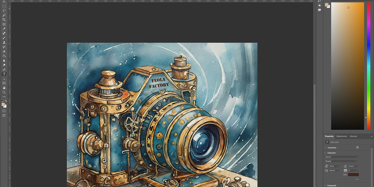 Creating Steampunk Camera Collateral for Feola Factory