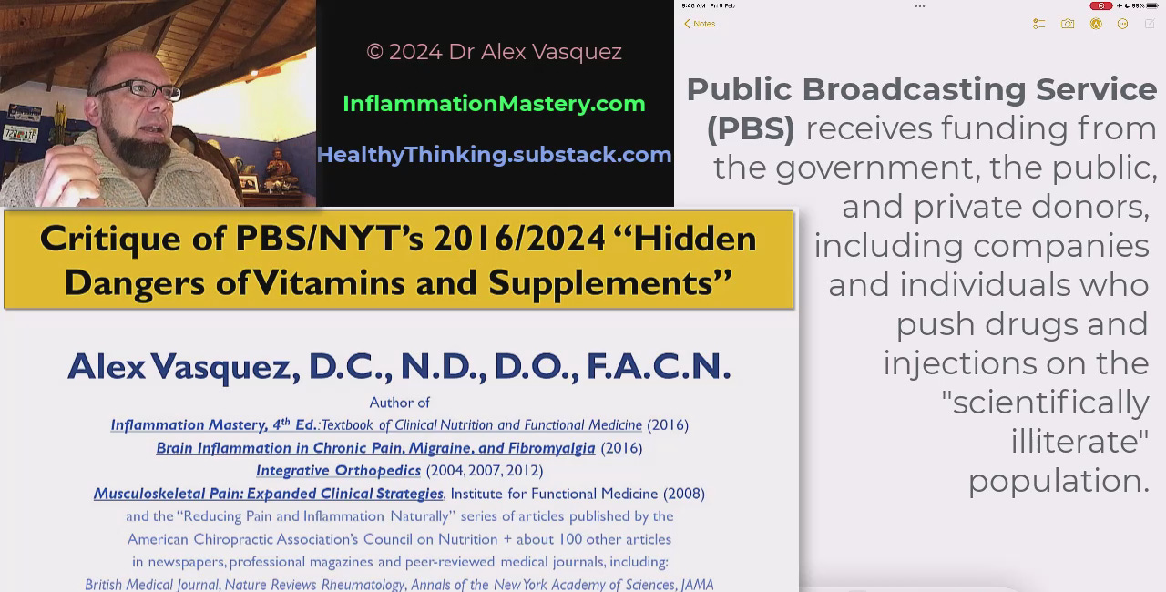 VIDEO Critique of PBS-NYT’s 2016/2024 “Hidden Dangers of Vitamins and Supplements”
