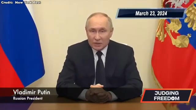 Russian Federation President Putin's first official comments on the Crockus Hall Terrorist Attack