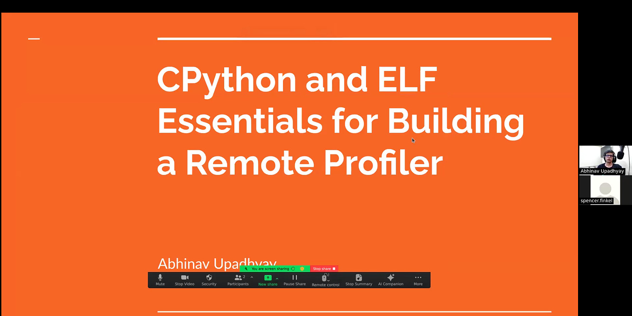 Recording: CPython and ELF Essentials for Building a Basic Remote Profiler