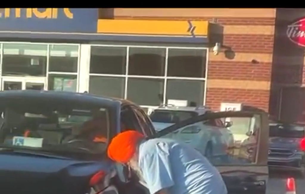 WATCH: People have taken to social media outraged over what appears to be a man pooping in public outside a gas station in Brampton, Ontario.