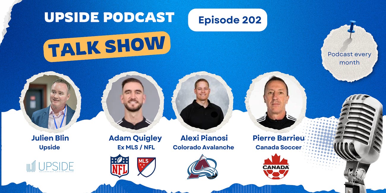 🔥Upside Chat with Pierre Barrieu (Canada Soccer), Adam Quigley (MLS/NFL), Alexi Pianosi (Colorado Avalanche/NHL) on Concussions, ChatGPT, the Offseason, Mbappe, and More. 