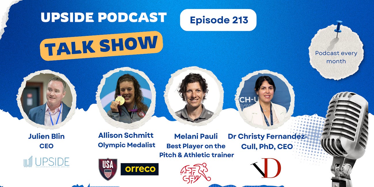 🔥Upside Chat with Female Sports Experts: Allison Schmitt (Olympic Champion),Mélanie Pauli (Swiss Football), Dr Christy Fernandez-Cull, PhD, CEO (DaVinci Wearables)
