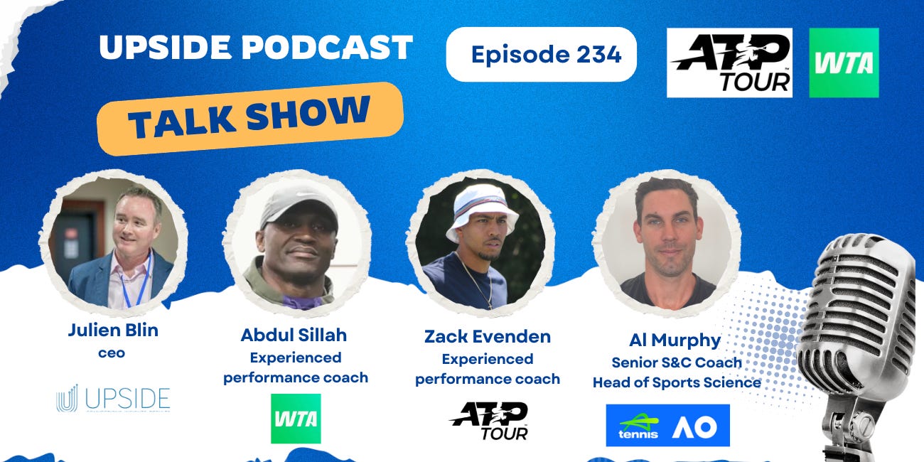 🔥Upside ATP/WTA Group Chat with Al Murphy (Tennis Australia), Abdul Sillah & Zack Evenden on Training, Rehab, Sleep management, Mental Toughness & Innovation in Pro Tennis. 