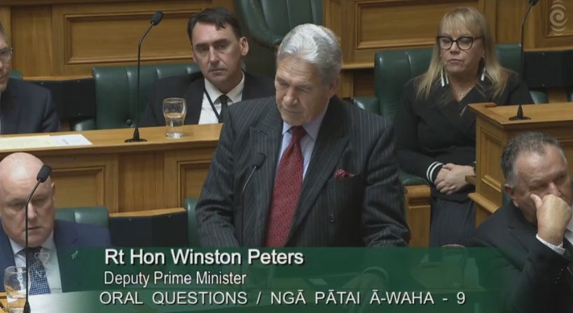 Here’s the moment Winston Peters got kicked out of the House for a comment that echoed my article on Debbie Ngarewa-Packer 