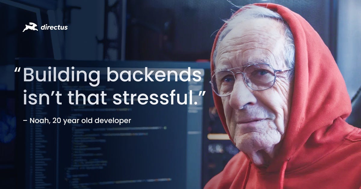 20 year old developer who looks 80 saying, "Building backends isn't that stressful."