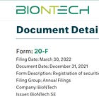 BioNTech 2022 SEC Filing: We May Not Be Able To Demonstrate Sufficient Efficacy or Safety of Our COVID-19 Vaccine. Significant Adverse Events Could Delay or Prevent Regulatory Approval