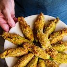 Baked stuffed squash blossoms