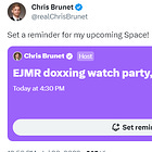EJMR doxxing watch party, live from NBER, starts in TWO HOURS!