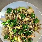 Kalette noodle salad with savoury granola