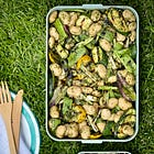 Charred summer greens with salsa verde beans