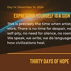 Day 14: Expressing Yourself is a Sign of Hope