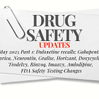 May 2025 Safety Update: Duloxetine Recall; New Warnings for Gabapentin, Lyrica, Doxycycline, Other Antibiotics; Animal Testing Changes; FDA Delays Continue; Medication Tips