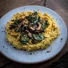 Creamed corn, mushrooms & crispy kale, soup in a similar vein & culinary ear-worms