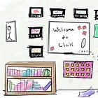 Front Door, Bathroom, Kitchen, Classroom