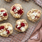 White Chocolate, Berries (fresh + freeze-dried), & Macadamia Cookies