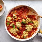 'Cheesy' One Pot Baked Italian Meatballs and Cauliflower Gnocchi