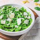 Pâtes au pesto de petits pois et épinards