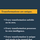 The uniqueness of organizations and transformations, and why agency is central