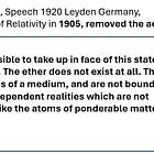 Einstein's 'Relativistic Aether' and his panic in the 1920s as he realises Relativity violates reality.