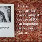 20230807 Michael Leonard has passed away. Facebook censors Gay artist. Fat liberation movement hostile to weight loss drugs. A stupid slogan to shut down Gay anger. 