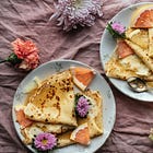 Crepes with Mascarpone Cream and Grapefruit Syrup