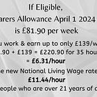 April 1, 2024 - 2025 UK Carers Allowance 