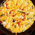 High Protein Cottage Cheese Spinach + Tomato Frittata {cast iron 🍳 skillet style}
