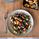 Kale & pickled cherry salad (with crispy butterbeans) for an unexpected early crop