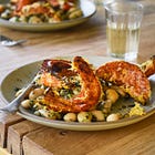 Crispy parmesan squash with salsa verde butter beans