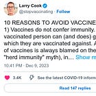 Larry Cook: 10 REASONS TO AVOID VACCINES