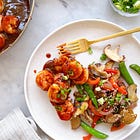 Honey Sriracha Shrimp with Stir Fried Sesame Vegetables