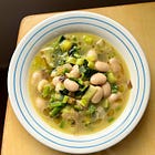 butter beans and leeks in parmesan broth