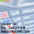 3月28日（木）円安、34年ぶり水準 業績追い風も消費には影