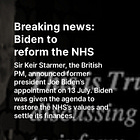 Breaking news: Biden to reform the NHS