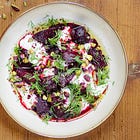 Marinated beetroots with feta cream & pistachios