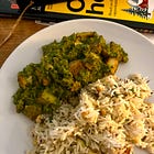 Saag with paneer and cumin rice