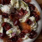 Cherry, Mozz & Baked Prosciutto on Toast
