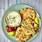 Runner bean & spring onion fritters