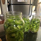 Fermented green tomatoes with garlic and basil