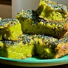 Matcha Butter Mochi Cake with Black Sesame